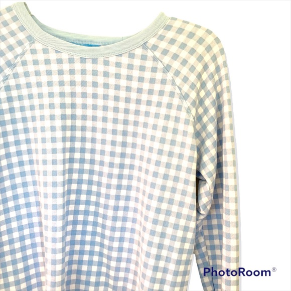 Draper James Natalie Sweatshirt Pullover Light Blue Gingham Size Small - Picture 8 of 10
